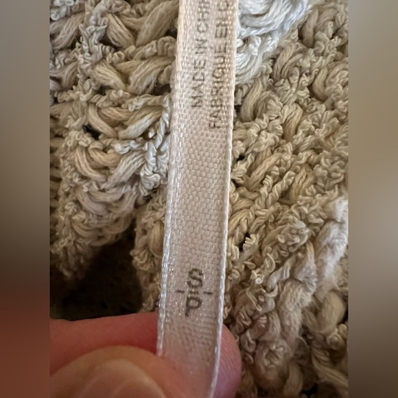 Free People cream open knit boho fringe open sweater cardigan sz S western - Picture 6 of 10